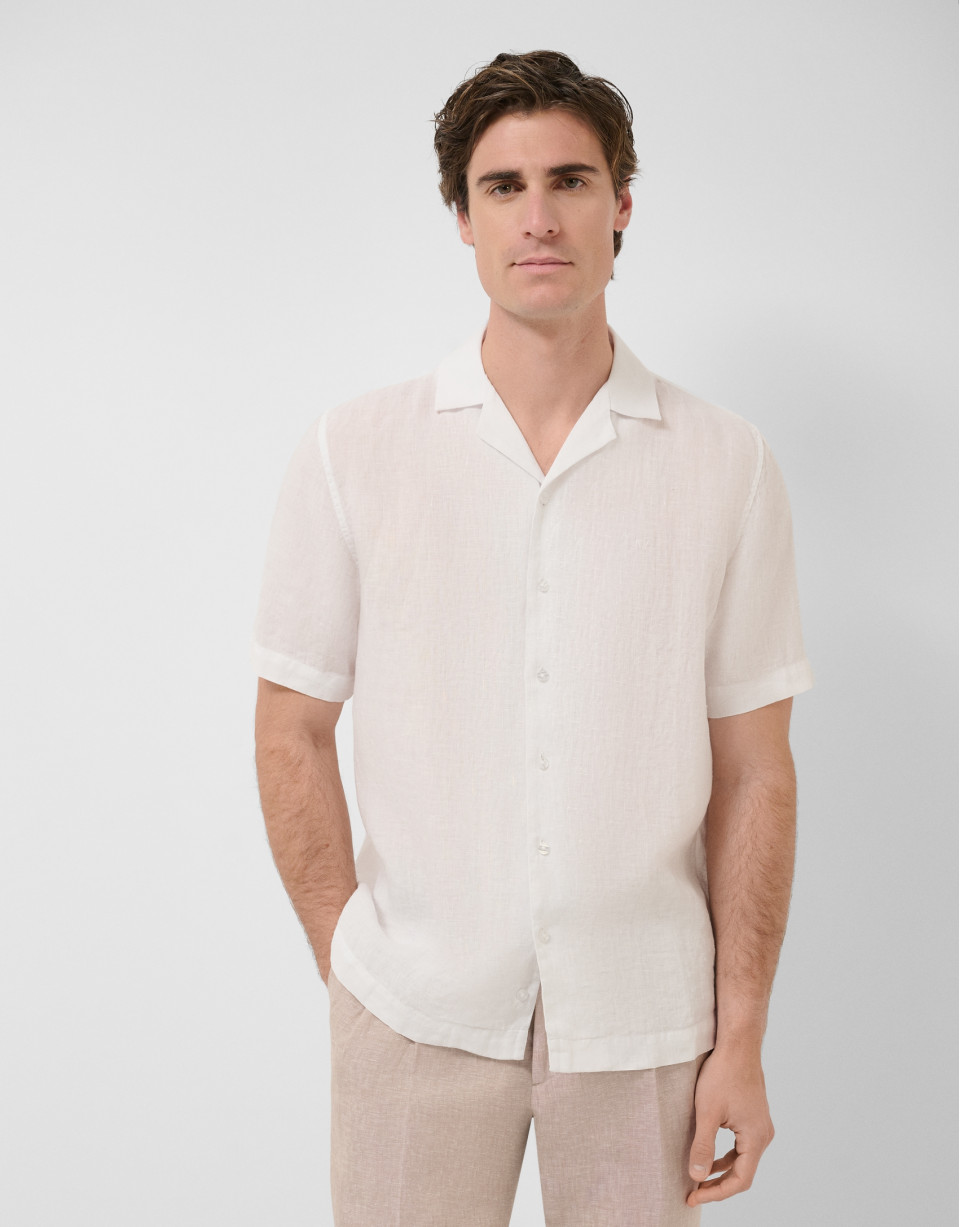 Slim fit white linen guayabera shirt - Man | Roberto Verino
