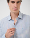 Slim fit sports shirt with sky blue and white... | Roberto Verino