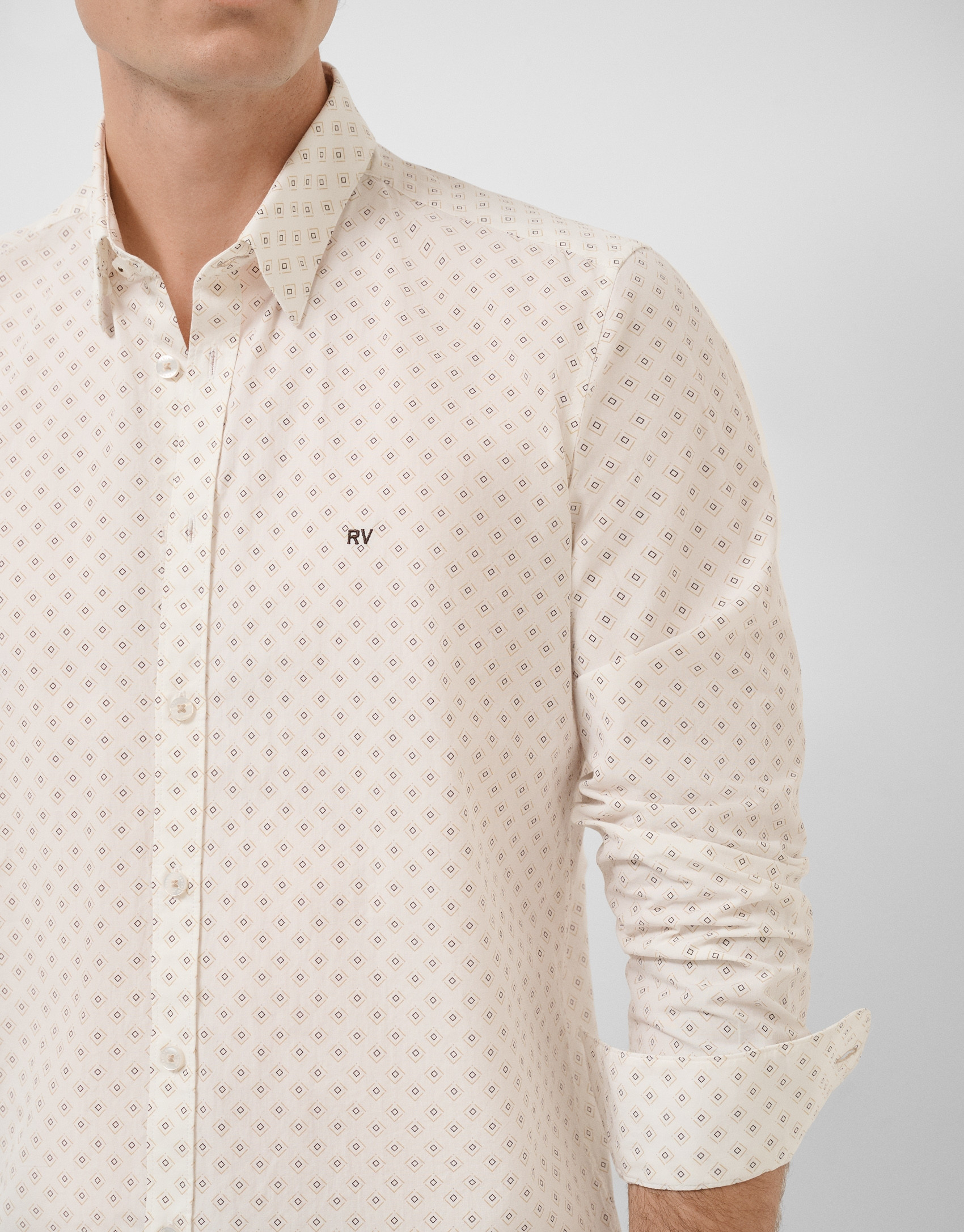 Camisa sport slim blanca estampado ... | Roberto Verino
