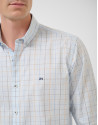 Regular fit light blue checked shirt with ... | Roberto Verino