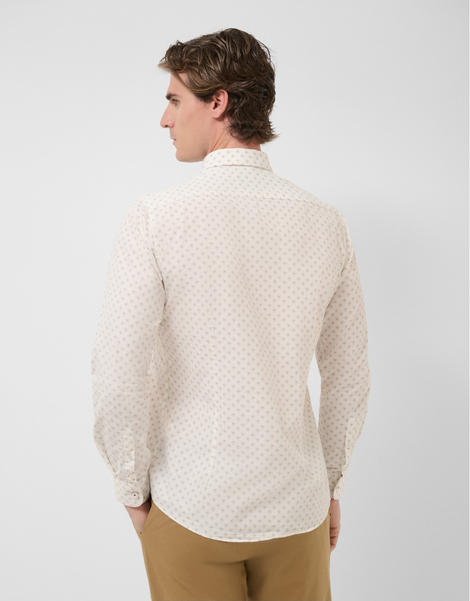 Camisa sport slim blanca estampado ... | Roberto Verino