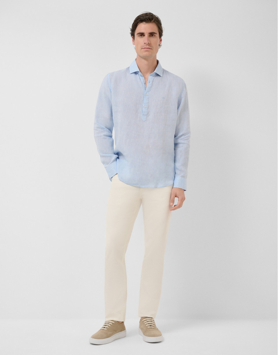 Regular fit light blue linen polo shirt - Man | Roberto Verino