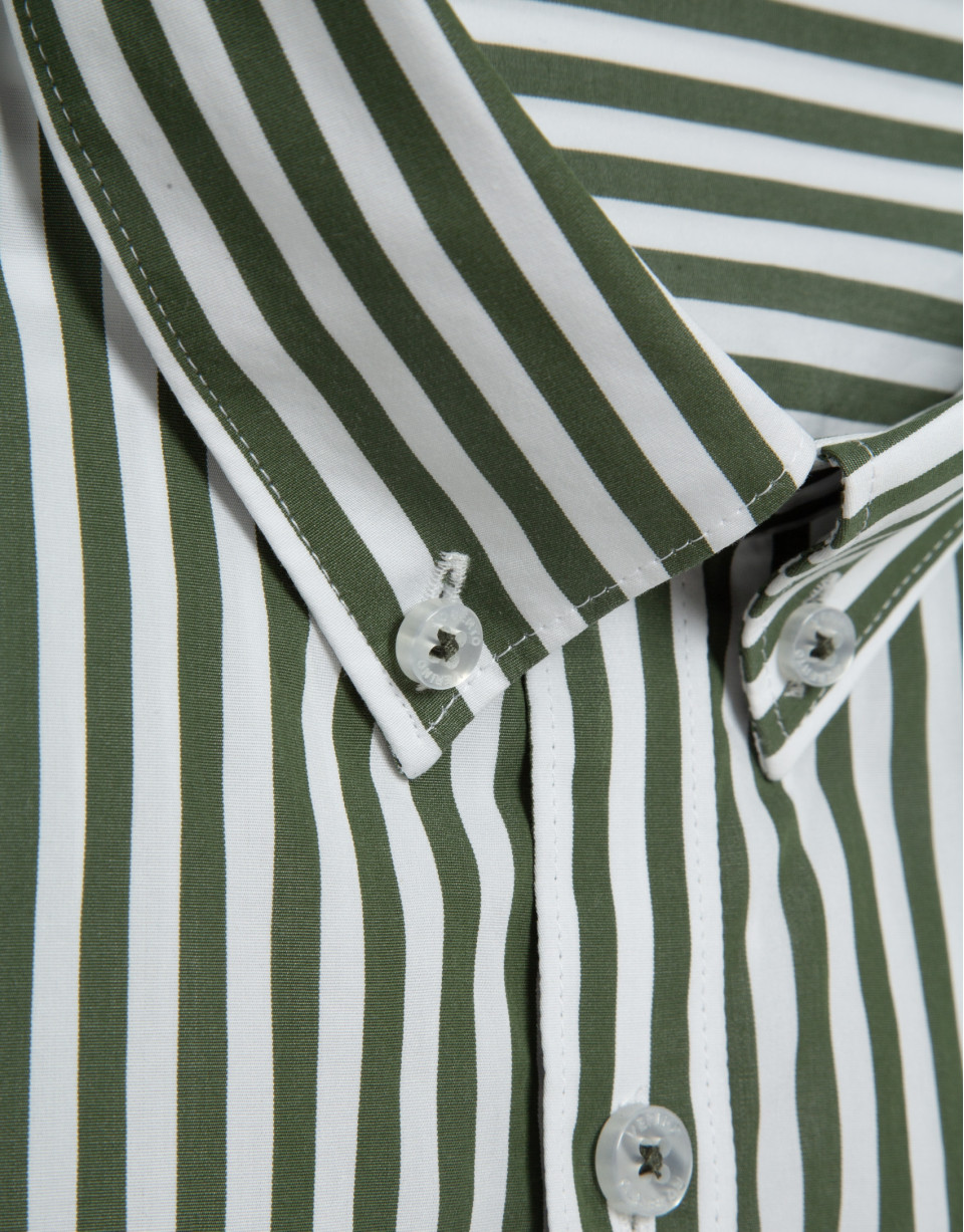 Regular fit white and khaki striped shirt - Man | Roberto Verino