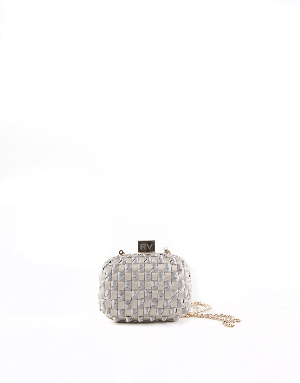 Gold and silver fabric Cova clutch bag