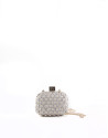 Bolso Clutch Cova dameado de tejidos dorado y plateado