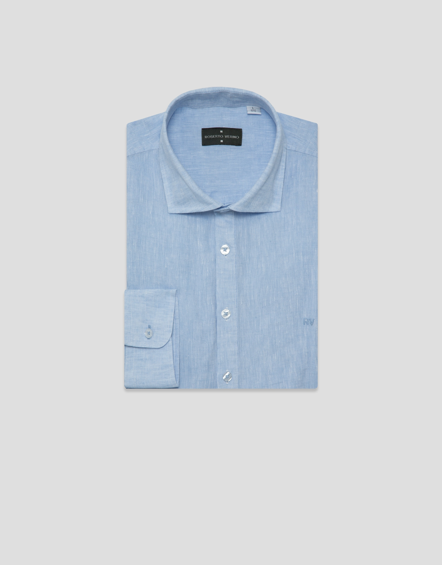 Regular fit light blue linen polo shirt - Man | Roberto Verino
