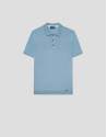 Light blue linen knitted polo shirt - Man | Roberto Verino