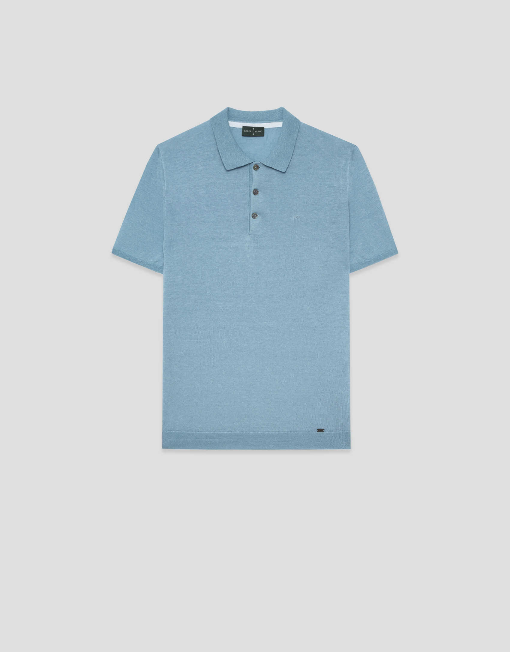 Light blue linen knitted polo shirt - Man | Roberto Verino