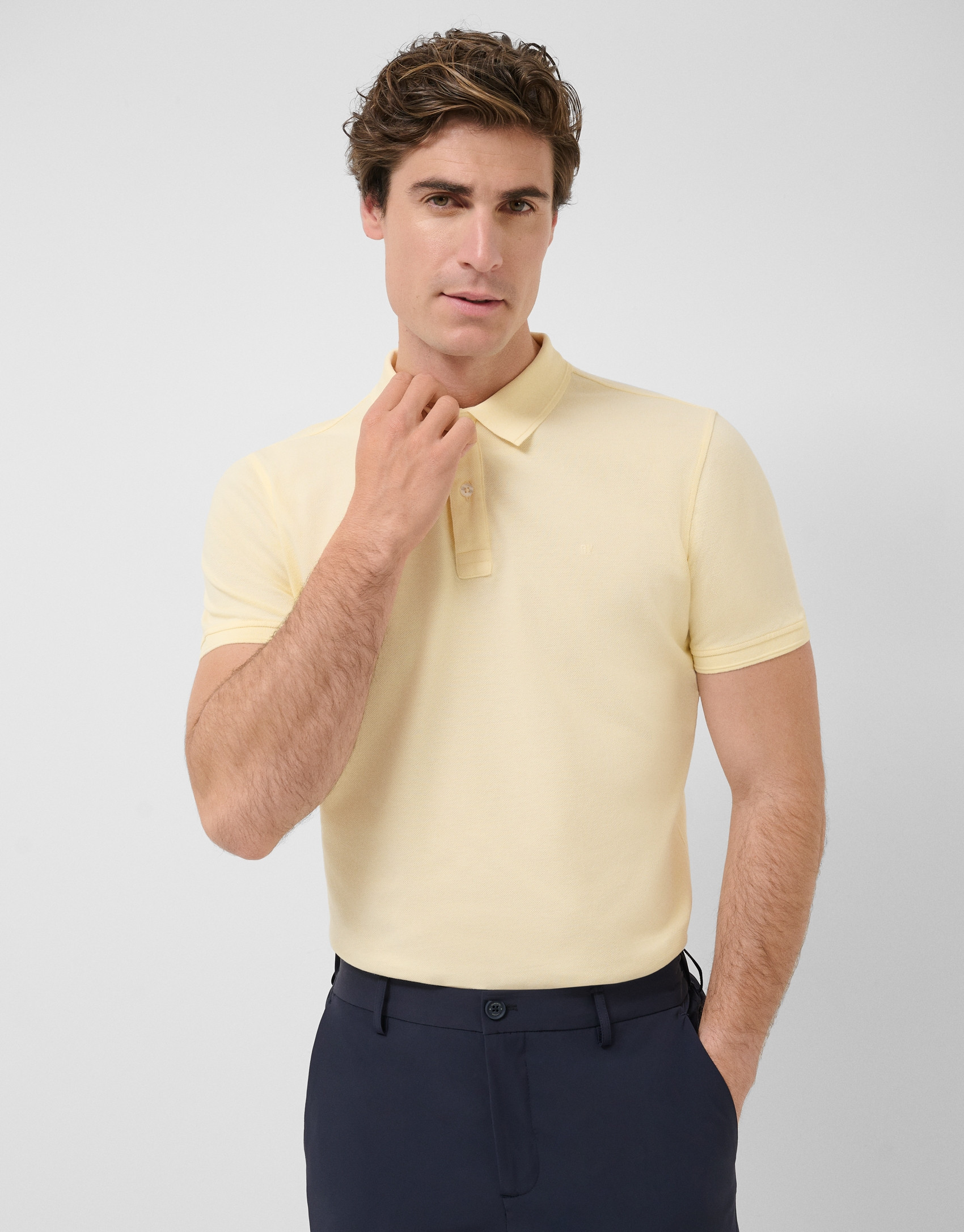 Light yellow short-sleeved piqué polo shirt | Roberto Verino