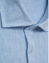 Camisa sport regular tipo polo lino celeste | Roberto Verino