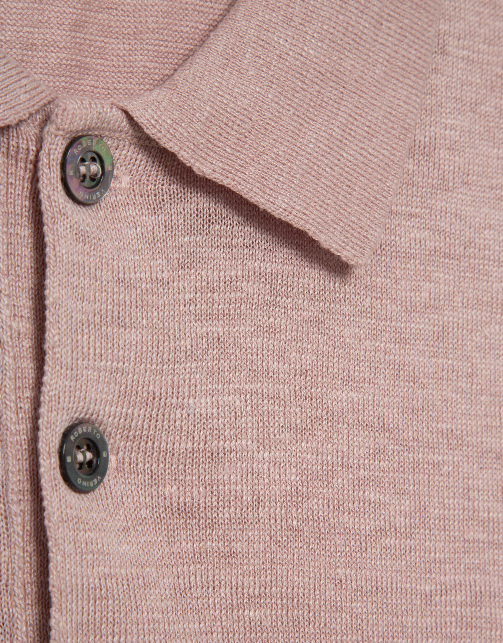 Pink linen knitted polo shirt - Man - SS2026 | Roberto Verino