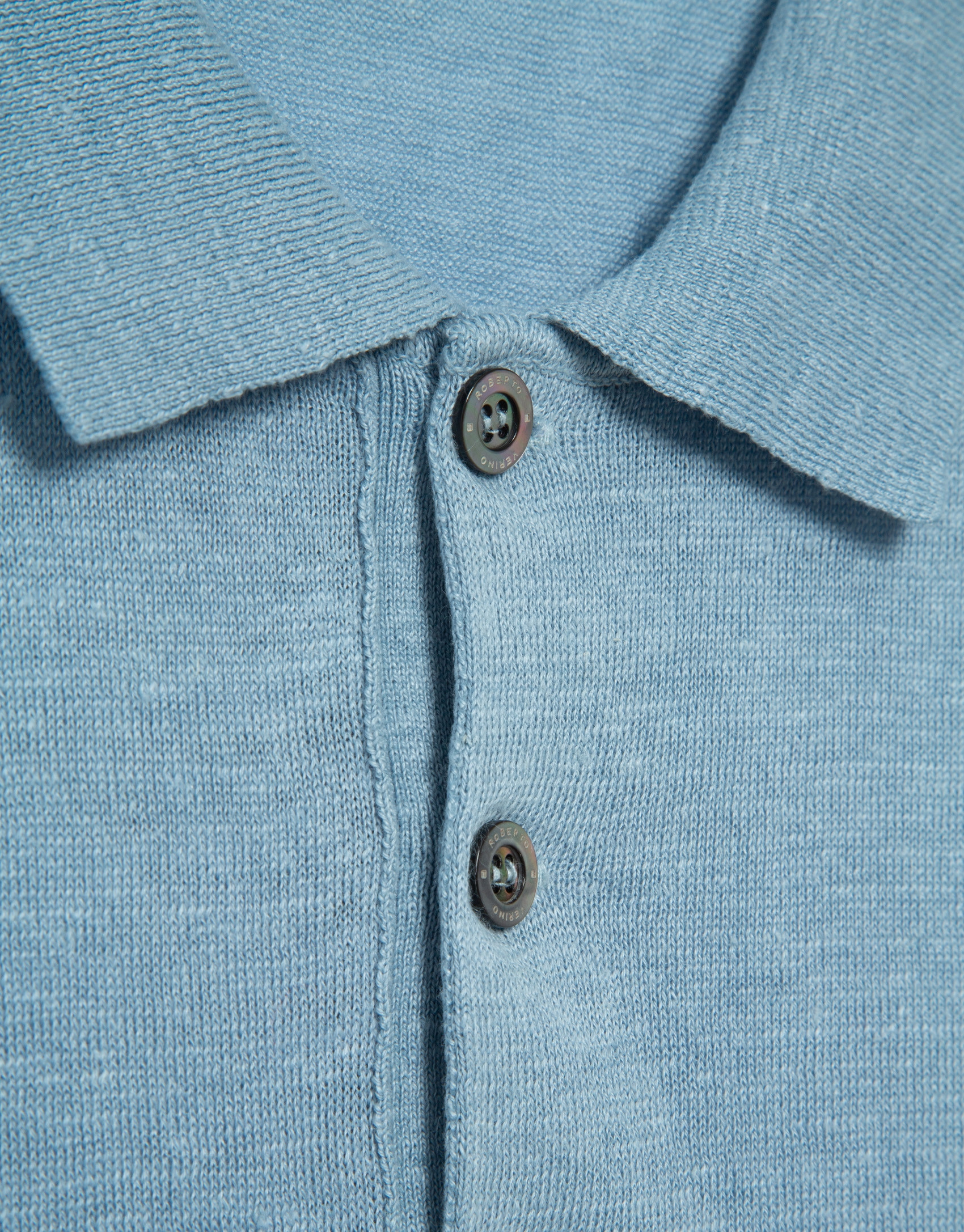Light blue linen knitted polo shirt - Man | Roberto Verino