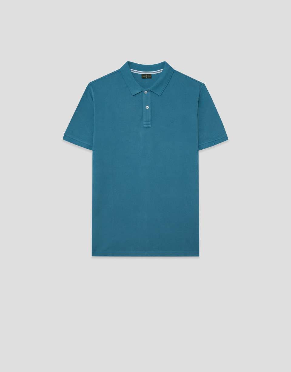 Polo piqué de manga corta azul verdoso - Hombre | Roberto Verino