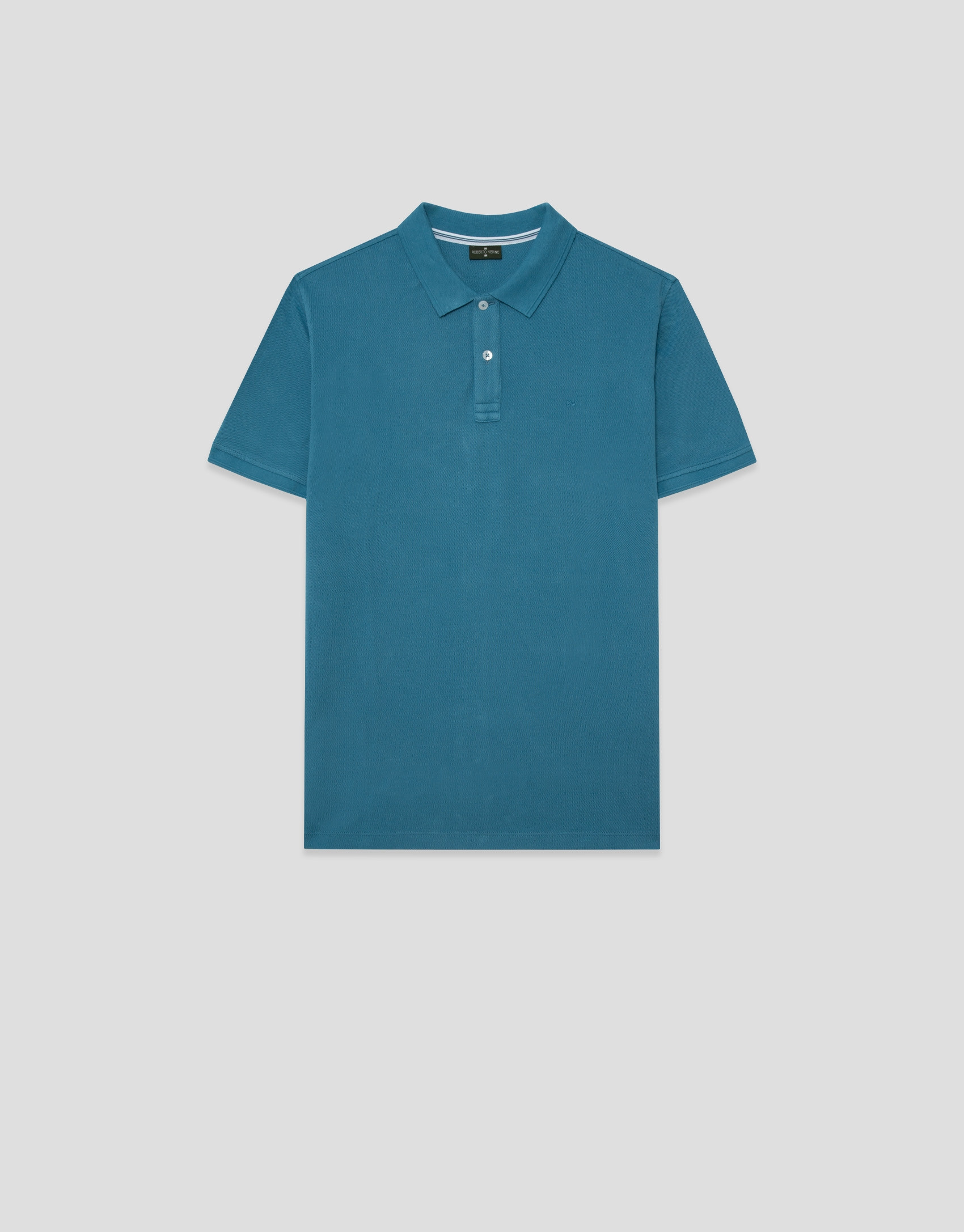 Blue-green short-sleeved piqué polo shirt - Man | Roberto Verino