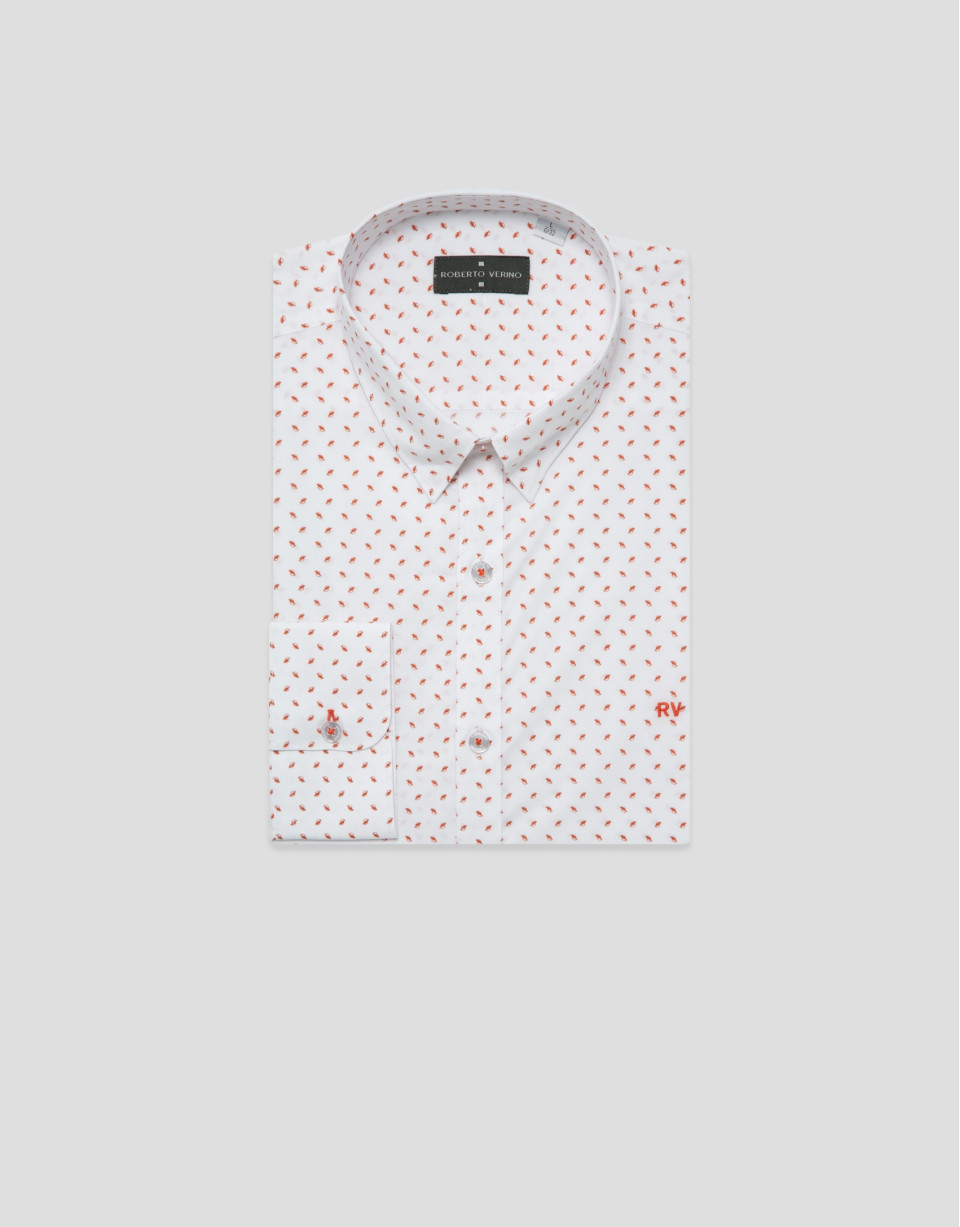 Regular fit orange geometric print casual shirt | Roberto Verino