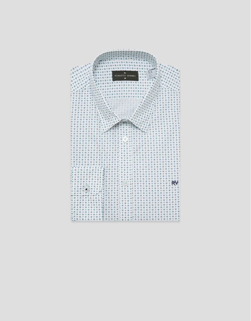 Regular fit sports shirt with green floral ... | Roberto Verino