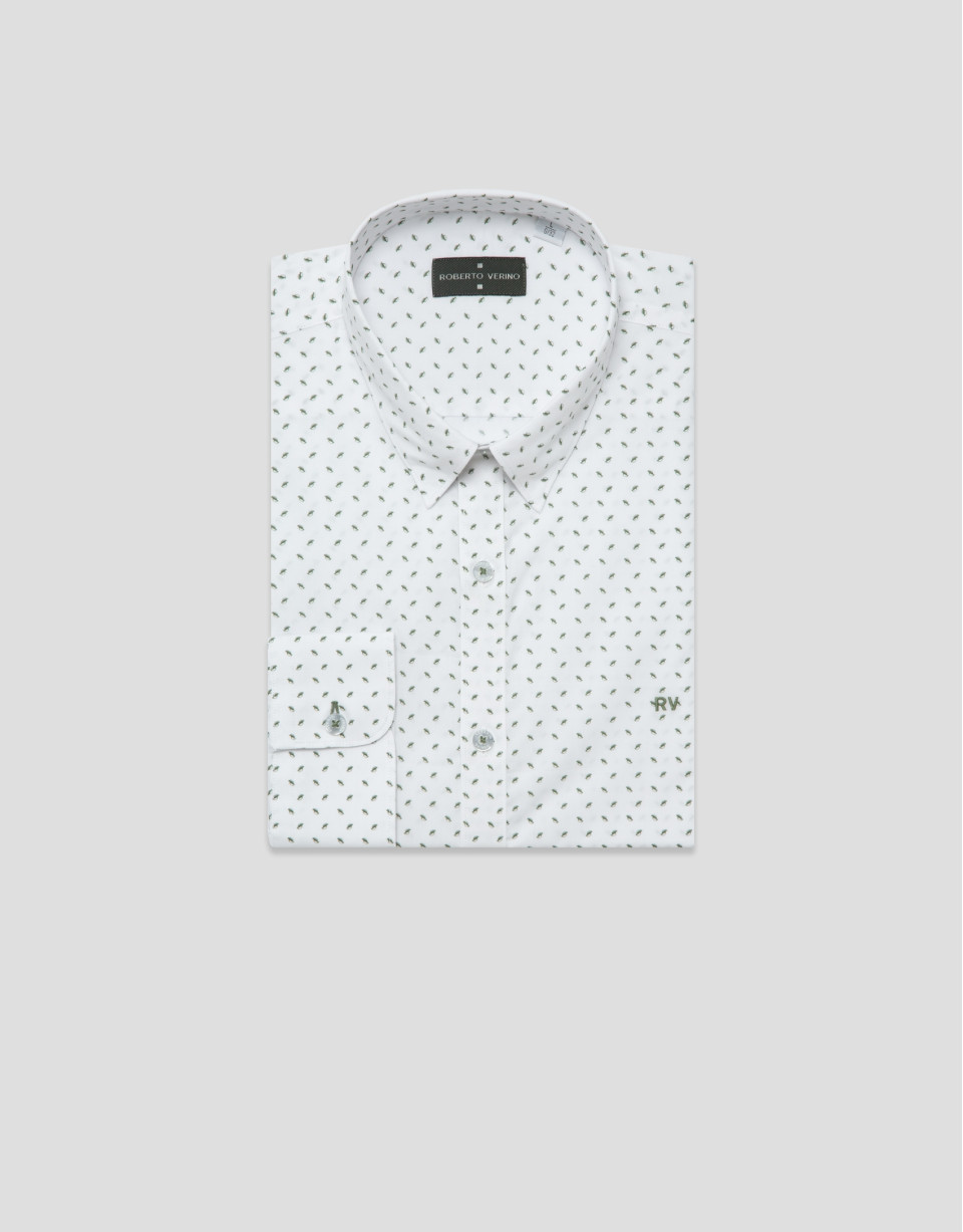 Camisa sport regular estampado geométrico caqui | Roberto Verino