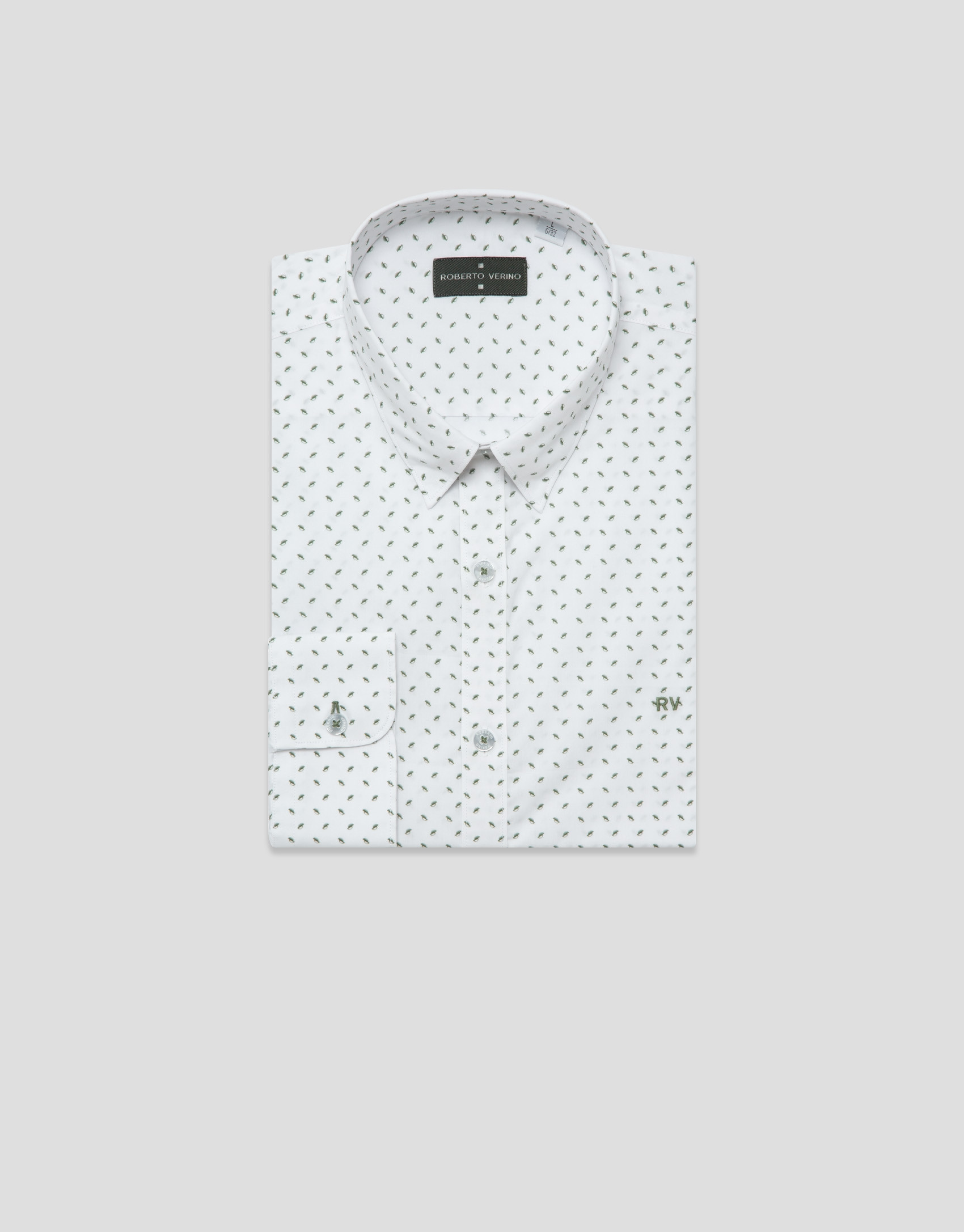 Regular fit khaki geometric print casual shirt | Roberto Verino