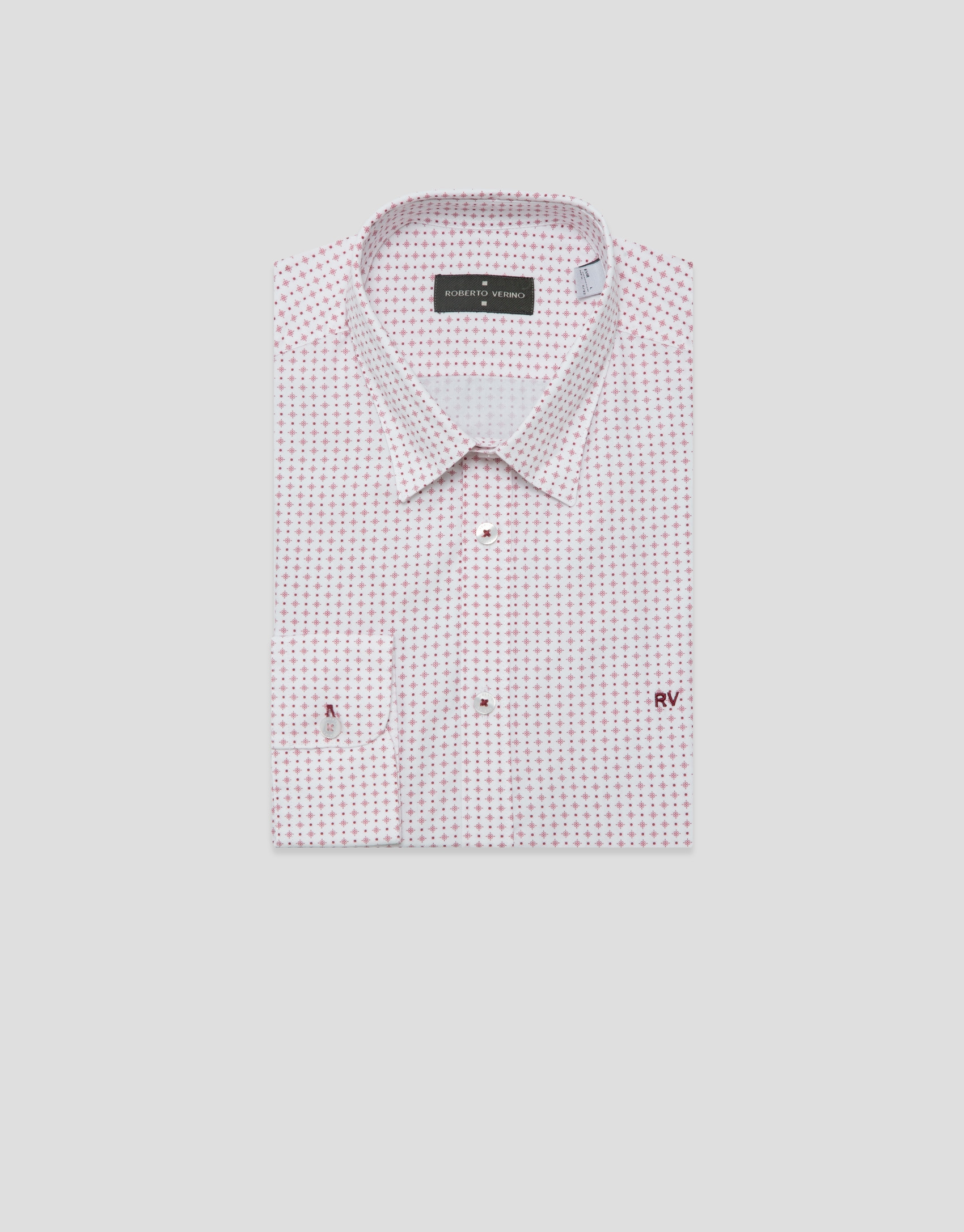 Regular fit sports shirt with red floral ... | Roberto Verino