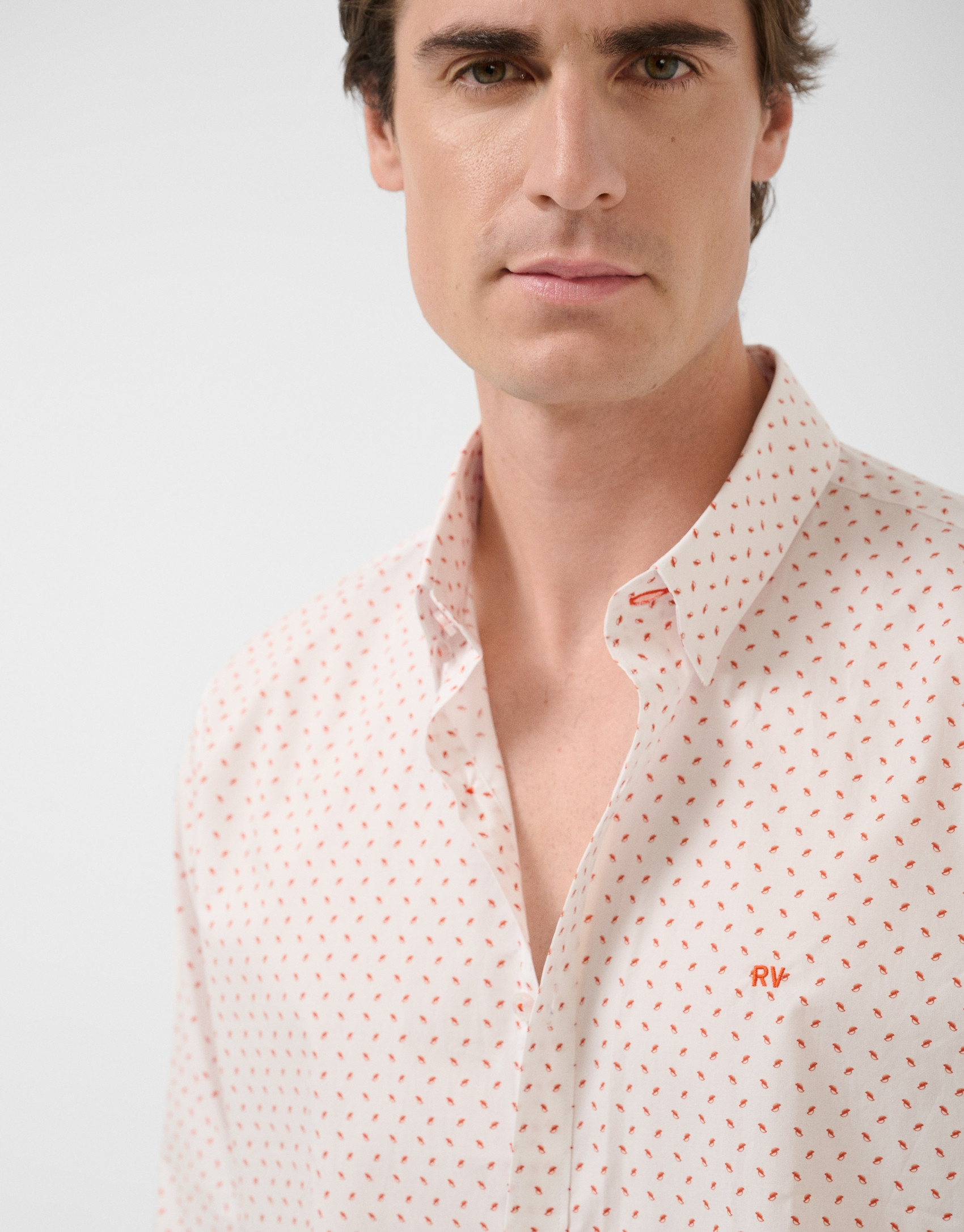 Regular fit orange geometric print casual shirt | Roberto Verino