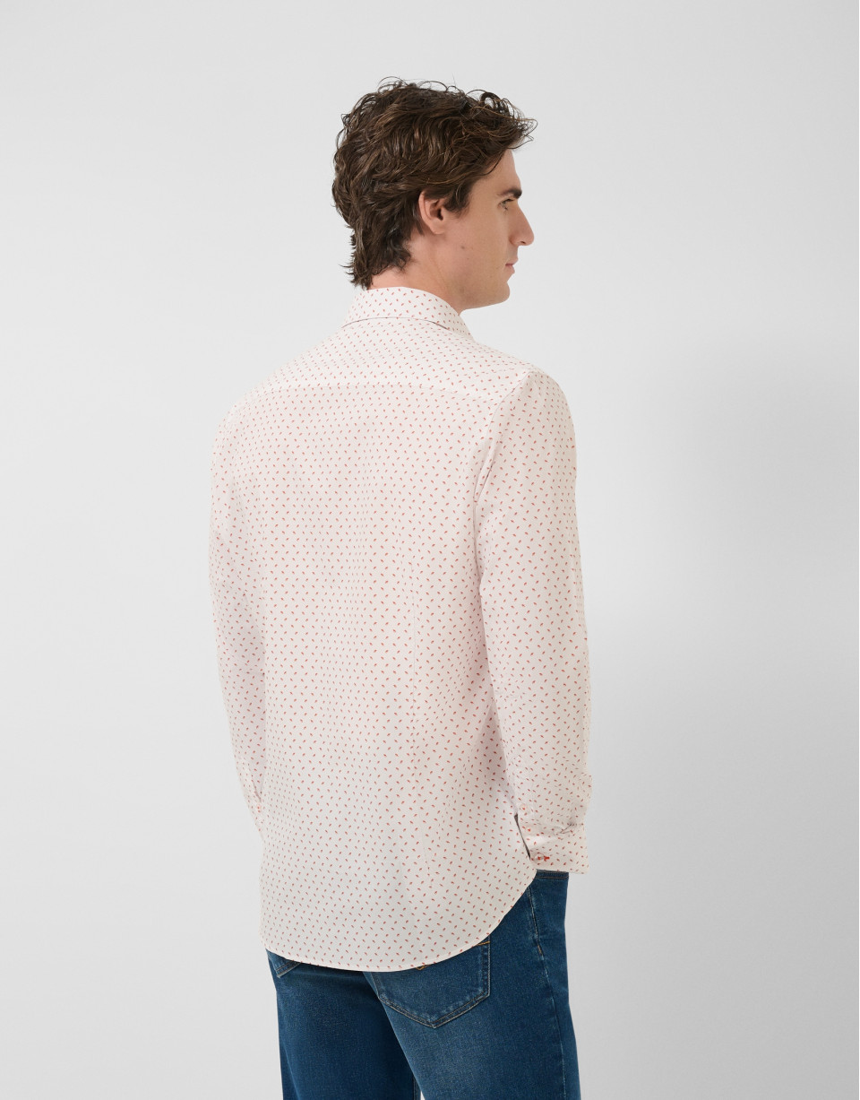 Regular fit orange geometric print casual shirt | Roberto Verino