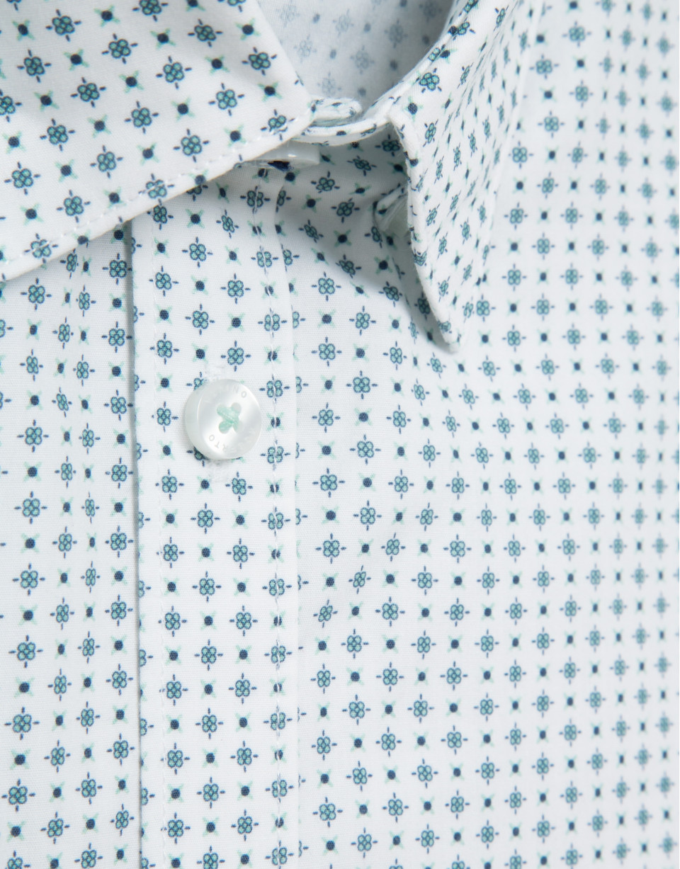 Regular fit sports shirt with green floral ... | Roberto Verino
