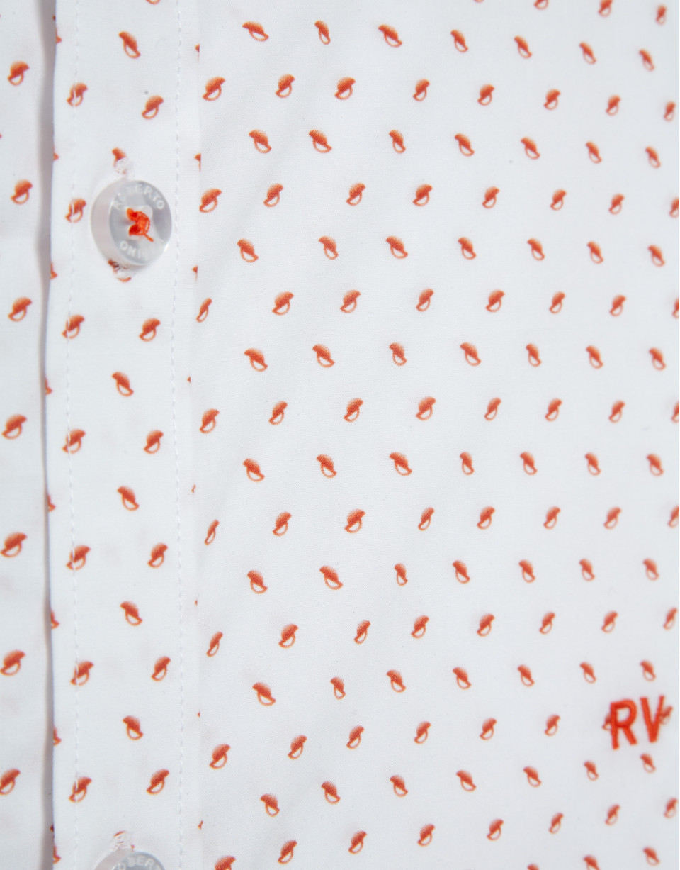 Regular fit orange geometric print casual shirt | Roberto Verino