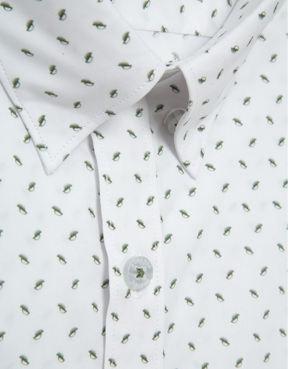 Regular fit khaki geometric print casual shirt | Roberto Verino