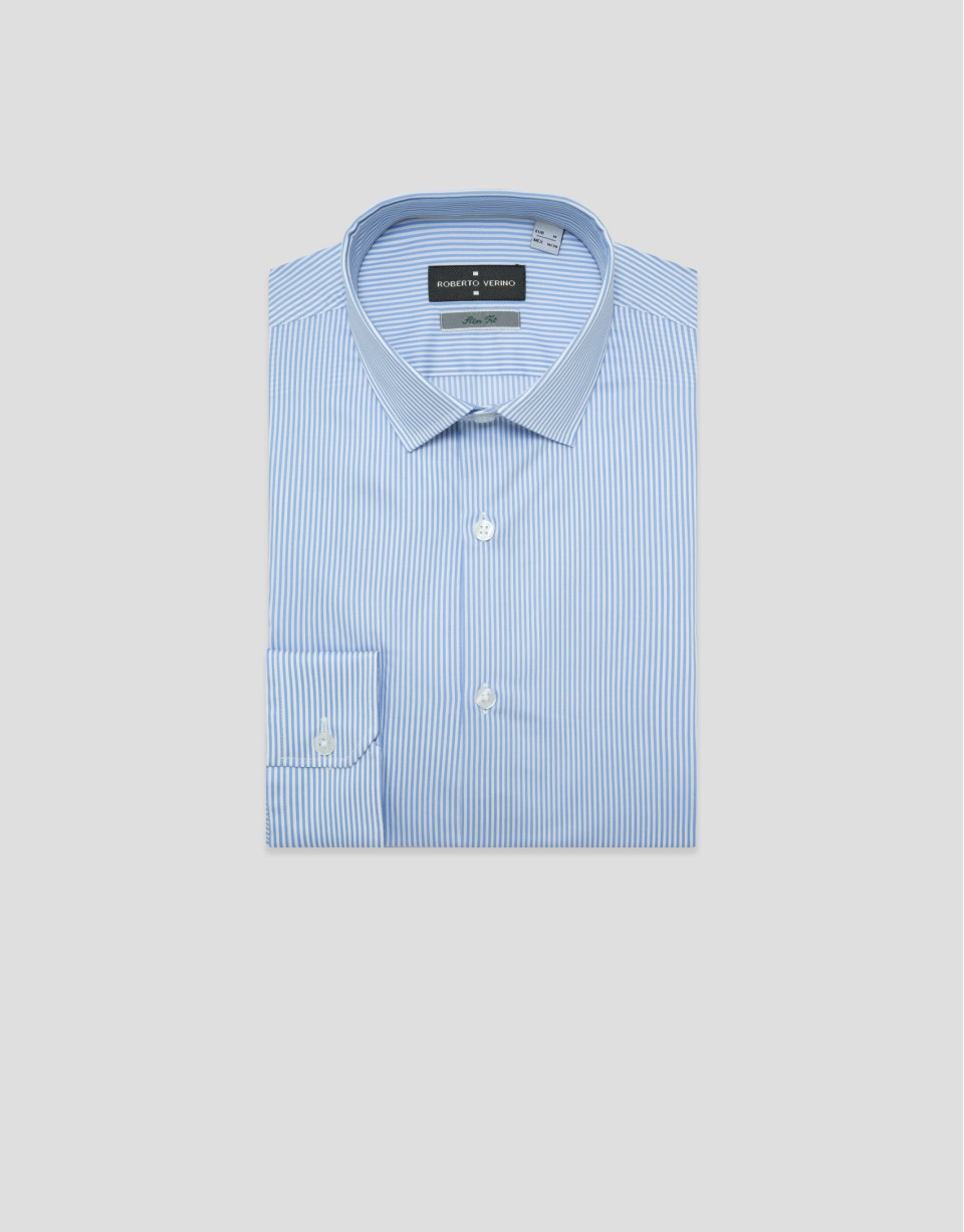 Light blue and white striped dress shirt - Man | Roberto Verino