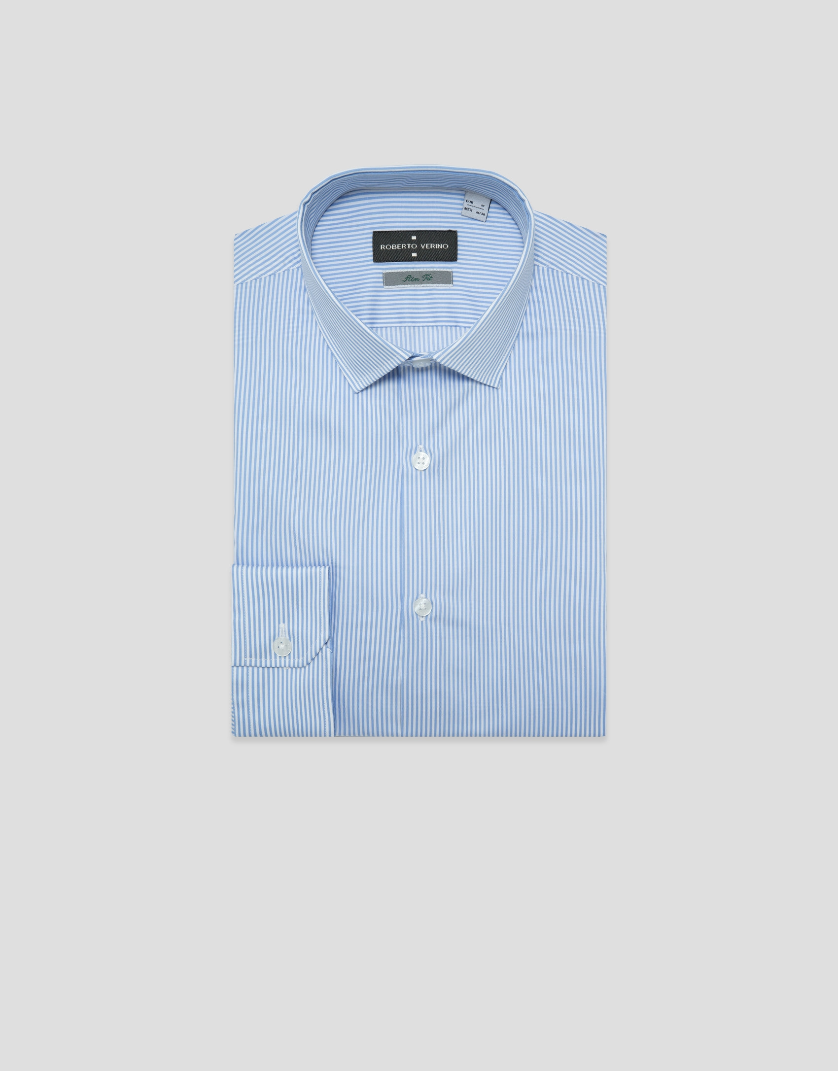 Light blue and white striped dress shirt - Man | Roberto Verino