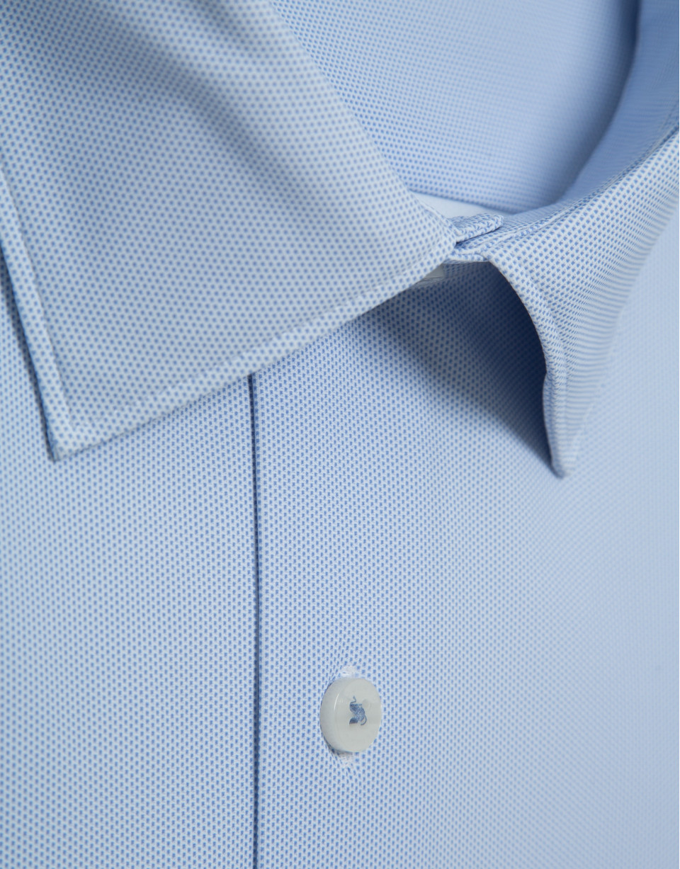 Regular fit shirt with light blue geometric ... | Roberto Verino