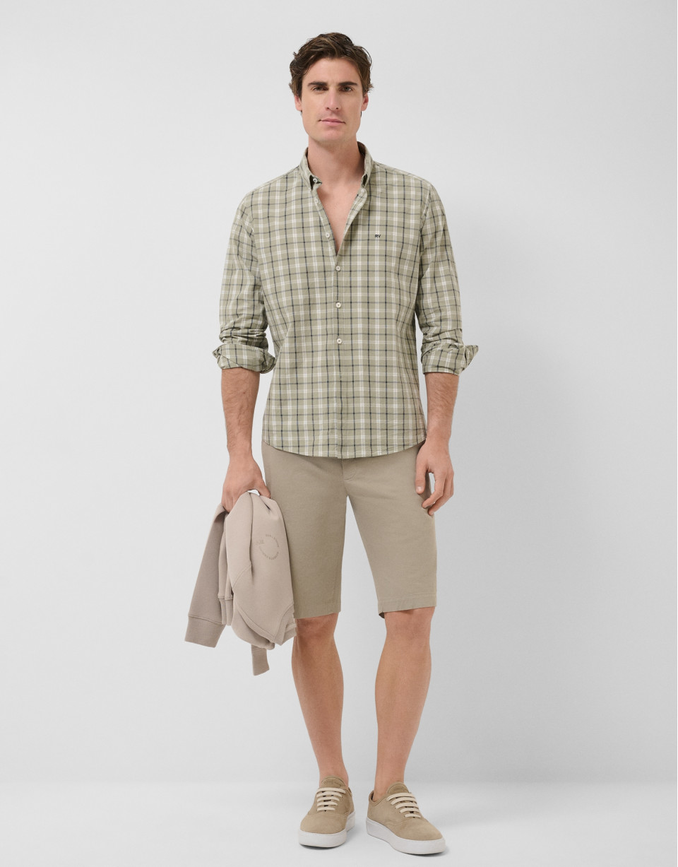 Camisa sport regular cuadros caqui perfiles ... | Roberto Verino