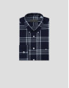 Regular navy blue checked shirt with white trim | Roberto Verino