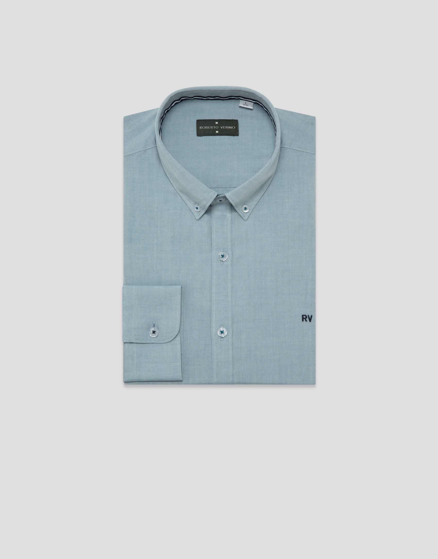 Regular fit teal Oxford casual shirt - Man | Roberto Verino