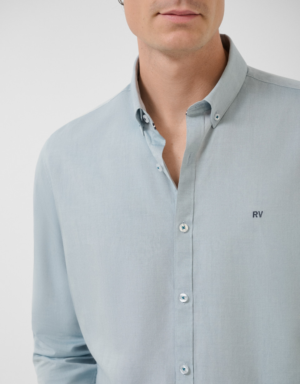 Regular fit teal Oxford casual shirt - Man | Roberto Verino
