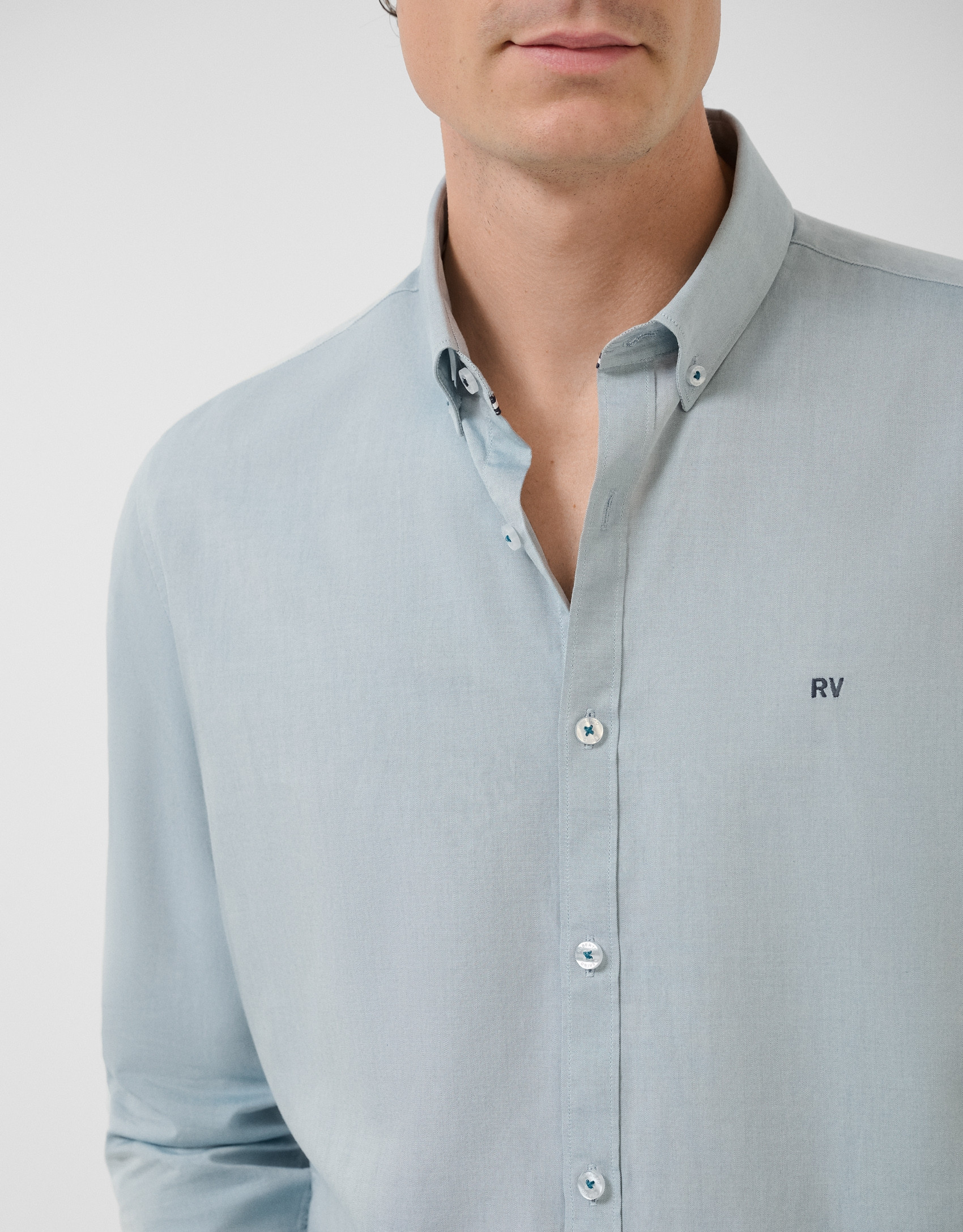 Regular fit teal Oxford casual shirt - Man | Roberto Verino
