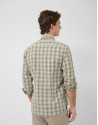 Regular fit khaki checked shirt with navy and... | Roberto Verino
