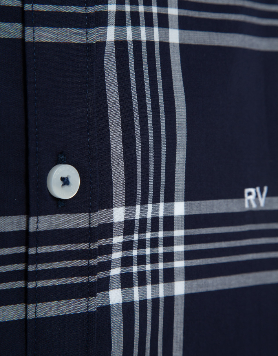 Regular navy blue checked shirt with white trim | Roberto Verino