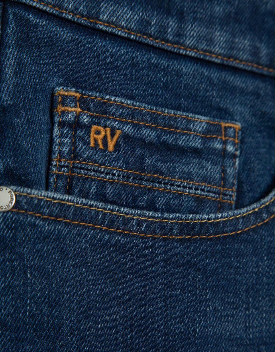 Regular fit medium blue men's denim trousers | Roberto Verino