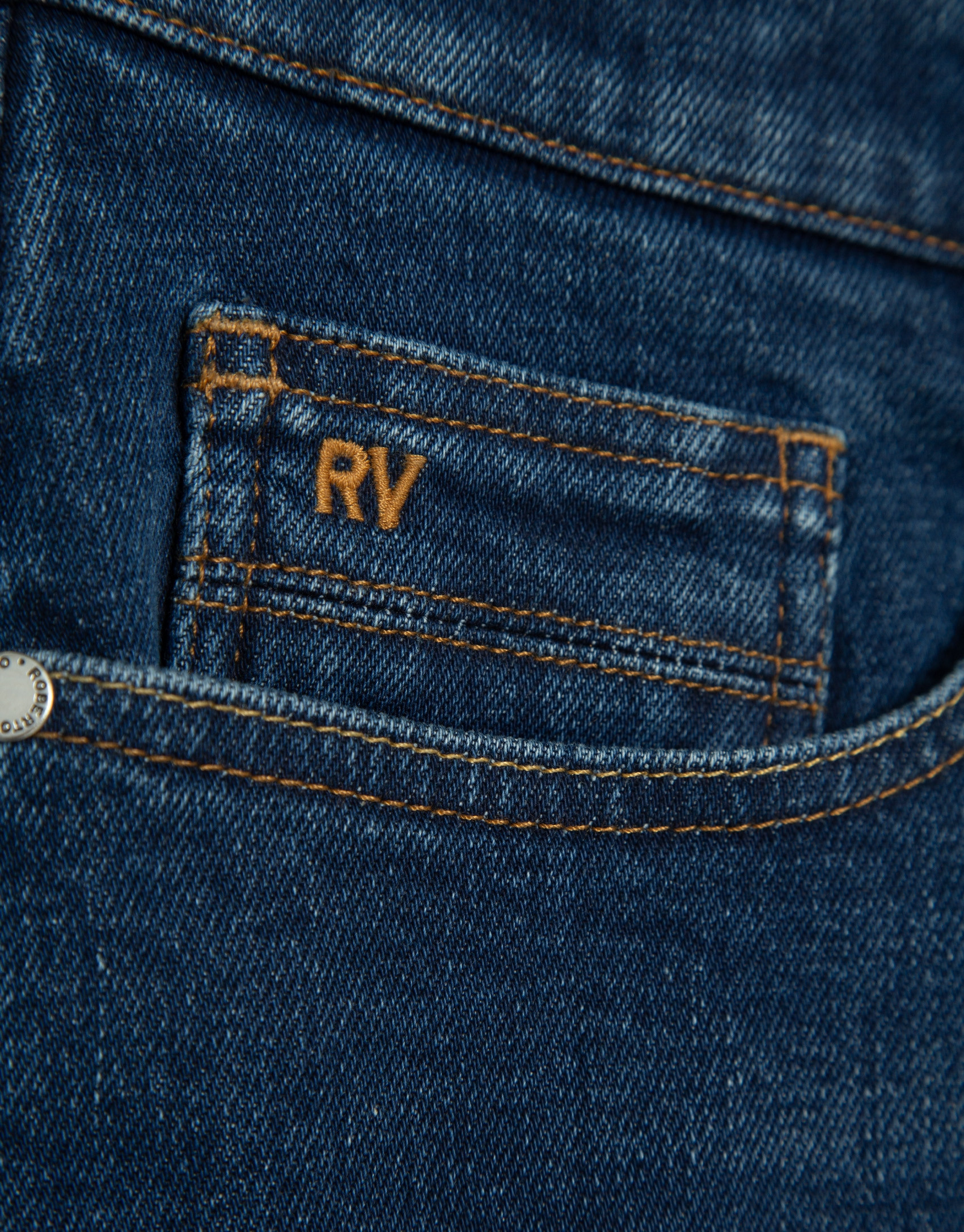 Regular fit medium blue men's denim trousers | Roberto Verino