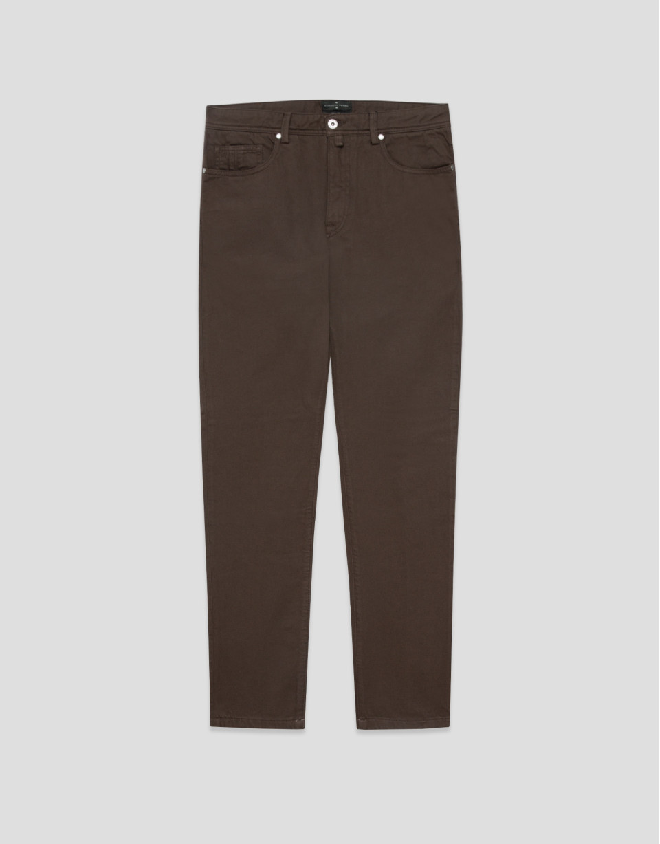 Pantalón cinco bolsillos sarga tintada marrón | Roberto Verino