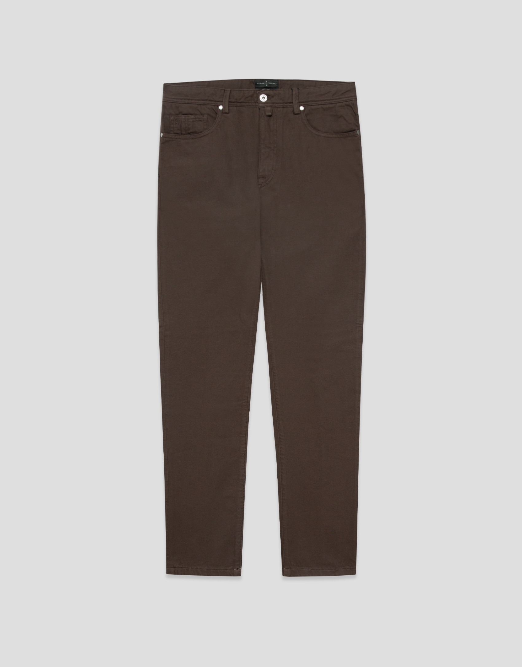 Brown dyed twill five-pocket trousers - Man | Roberto Verino