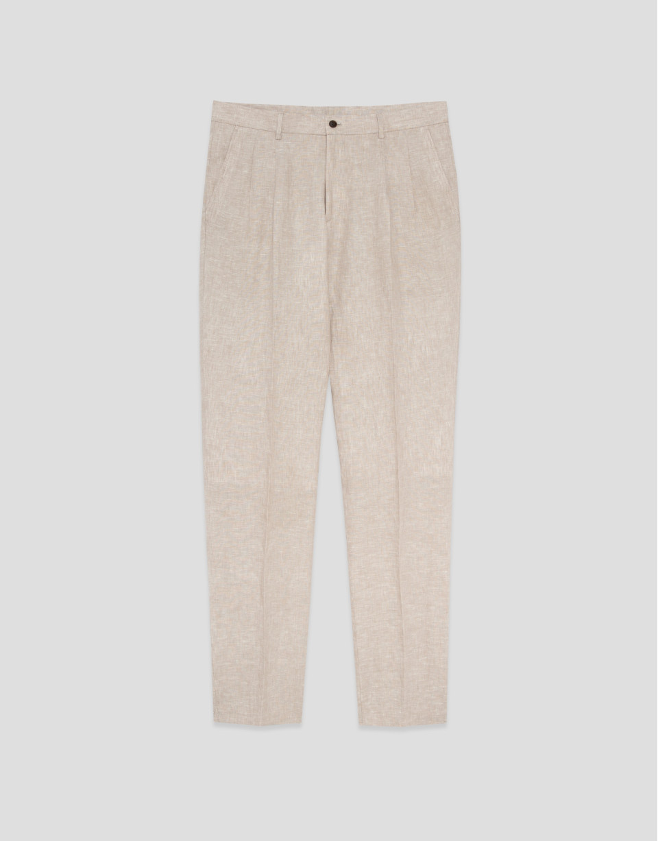 Beige linen trousers - Man - SS2026 | Roberto Verino