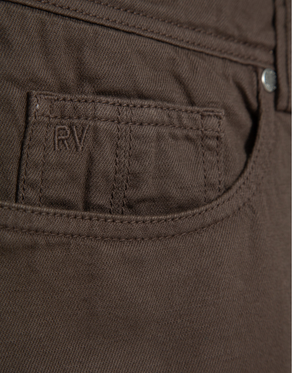 Brown dyed twill five-pocket trousers - Man | Roberto Verino