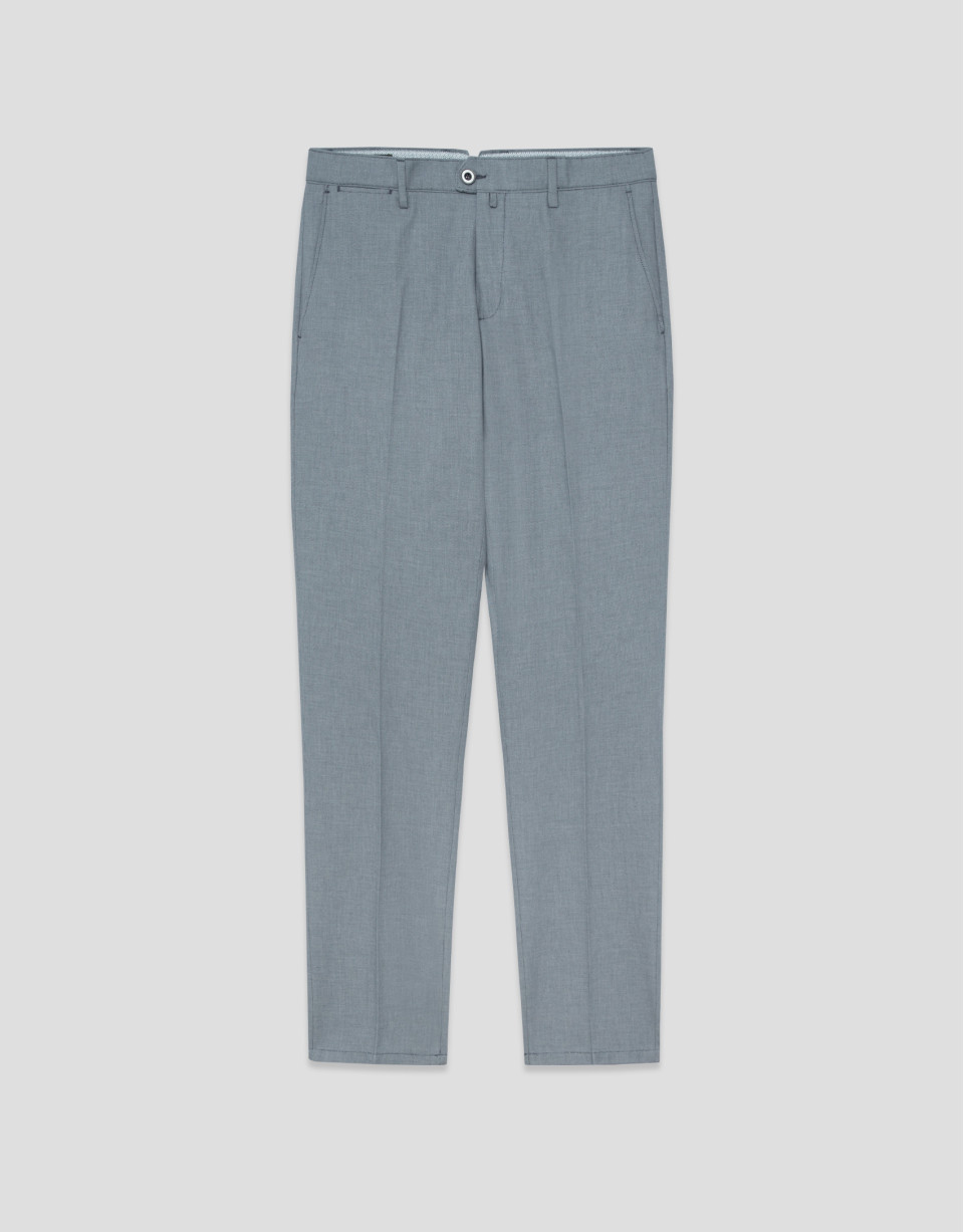 Navy blue bird's eye chino trousers - Man | Roberto Verino