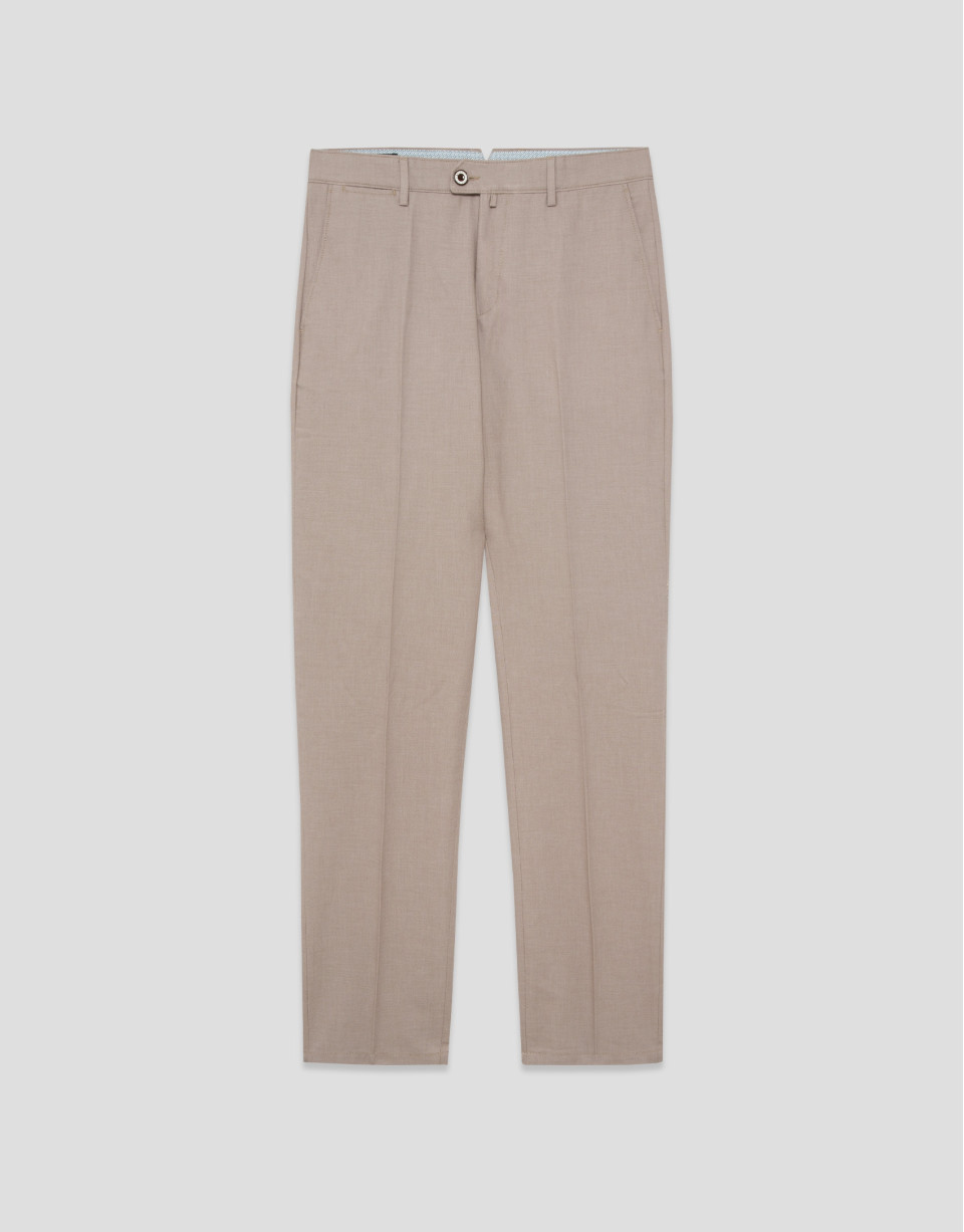 Mink brown pheasant eye chino trousers - Man | Roberto Verino