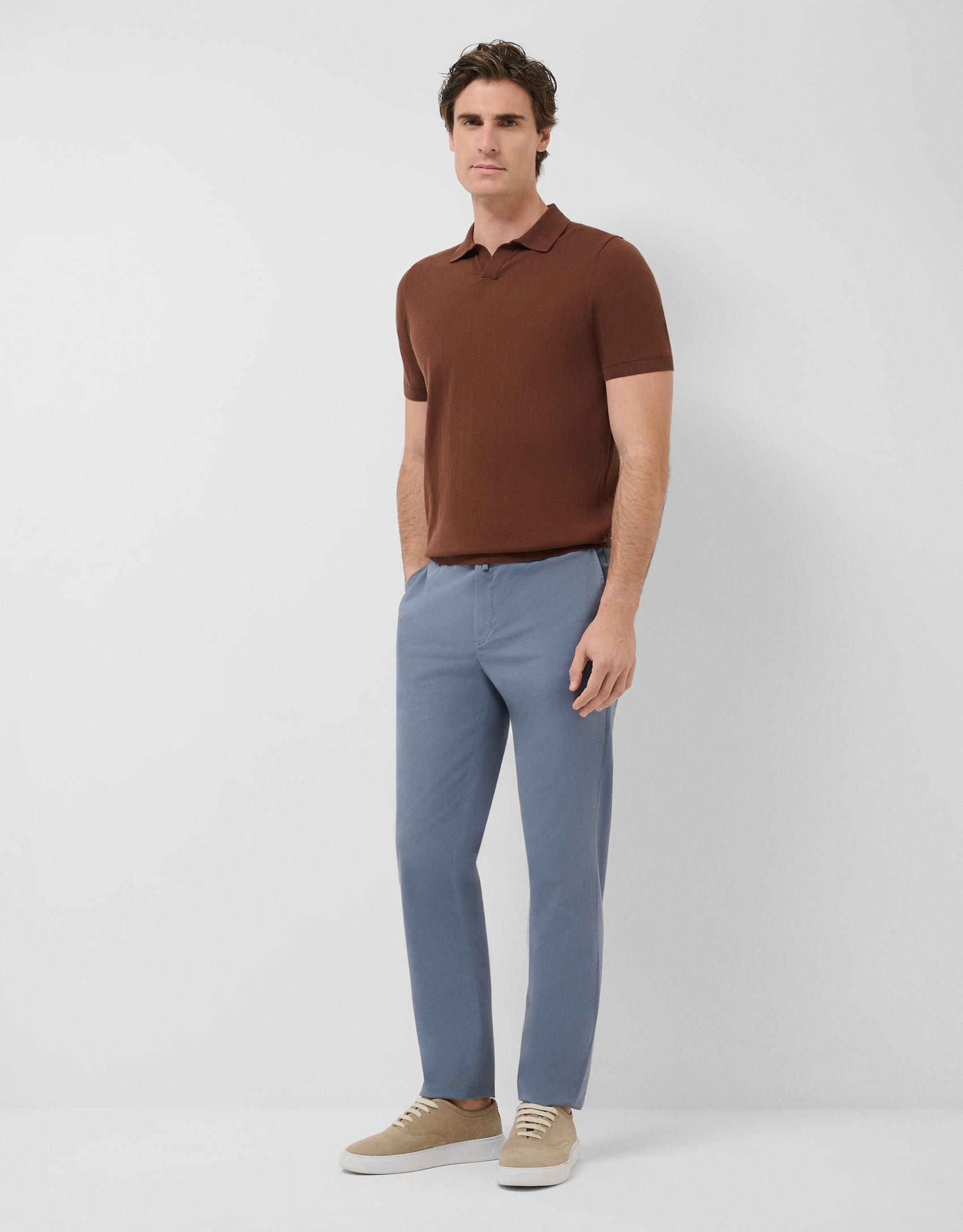 Greyish blue dyed chino trousers - Man - SS2026 | Roberto Verino