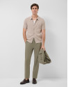 Open-neck mink-coloured cable knit polo shirt | Roberto Verino