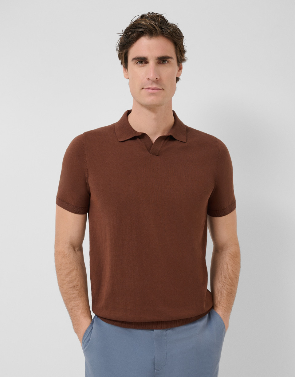Polo tricotado high twist marrón - Hombre | Roberto Verino