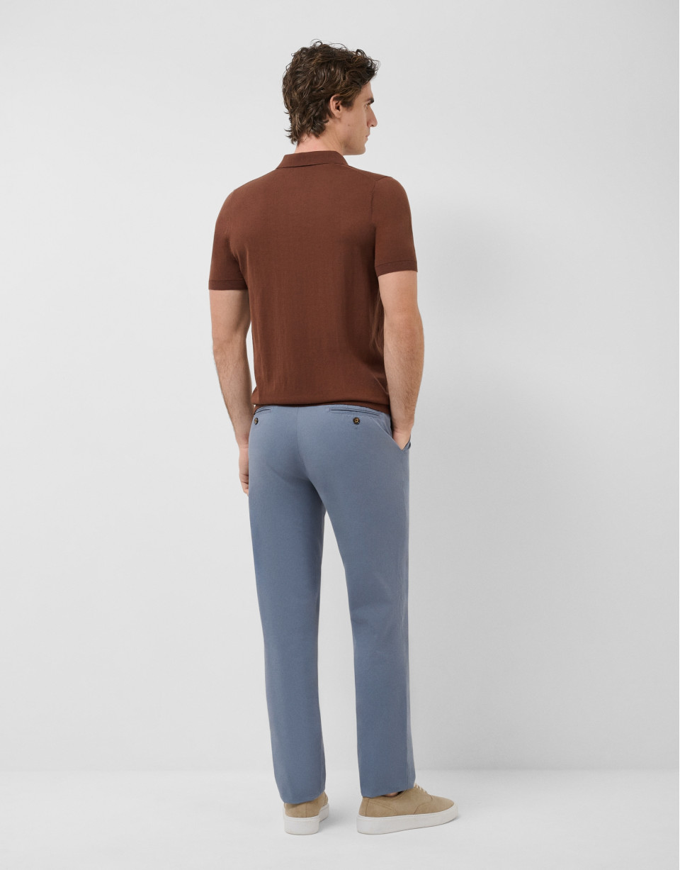 Brown high twist knitted polo shirt - Man | Roberto Verino